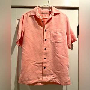 Caribbean Pink Short Sleeve Casual Button-Down Shirt